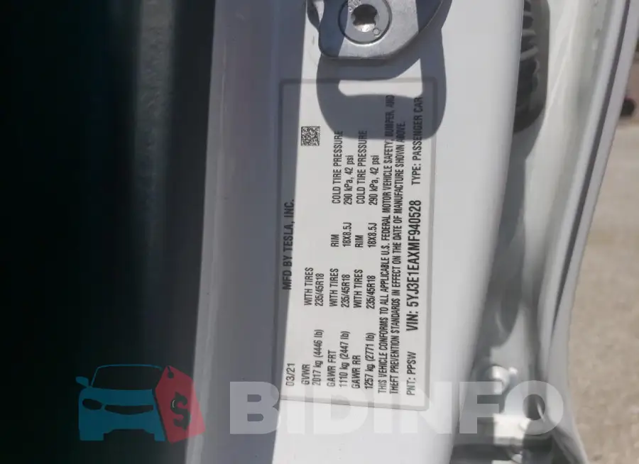 5YJ3E1EAXMF940528 Photo# 13