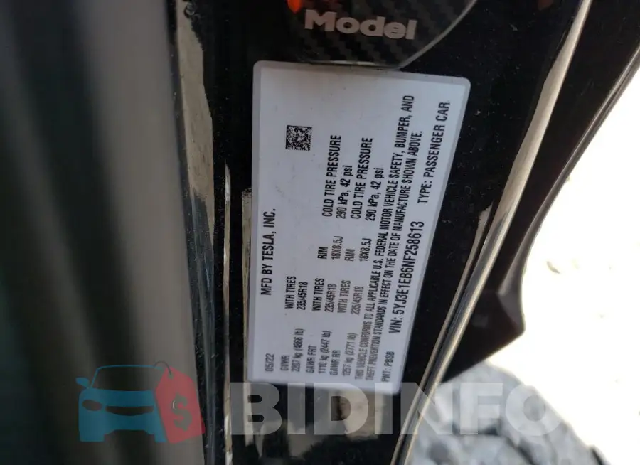 5YJ3E1EB6NF258613 Photo# 12