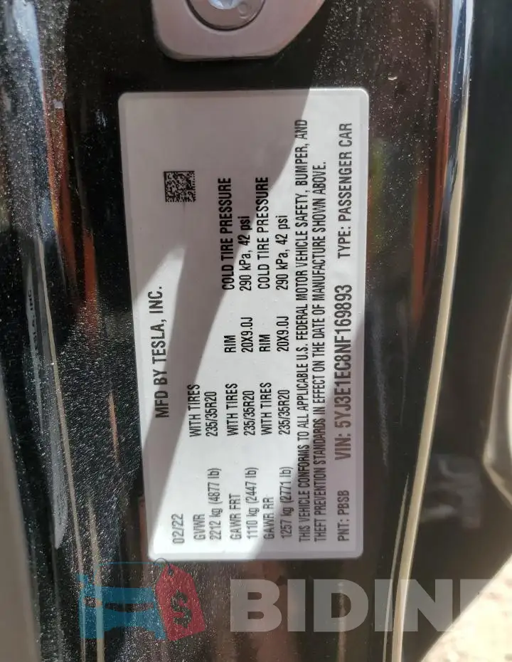5YJ3E1EC8NF169893 Photo# 13