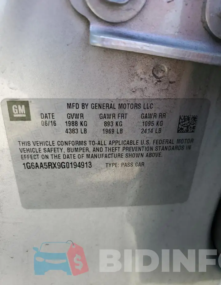1G6AA5RX9G0194913 Photo# 12