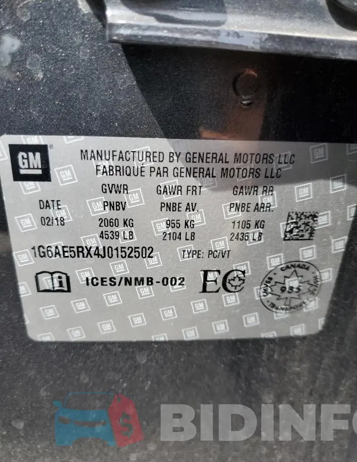 1G6AE5RX4J0152502 Photo# 12