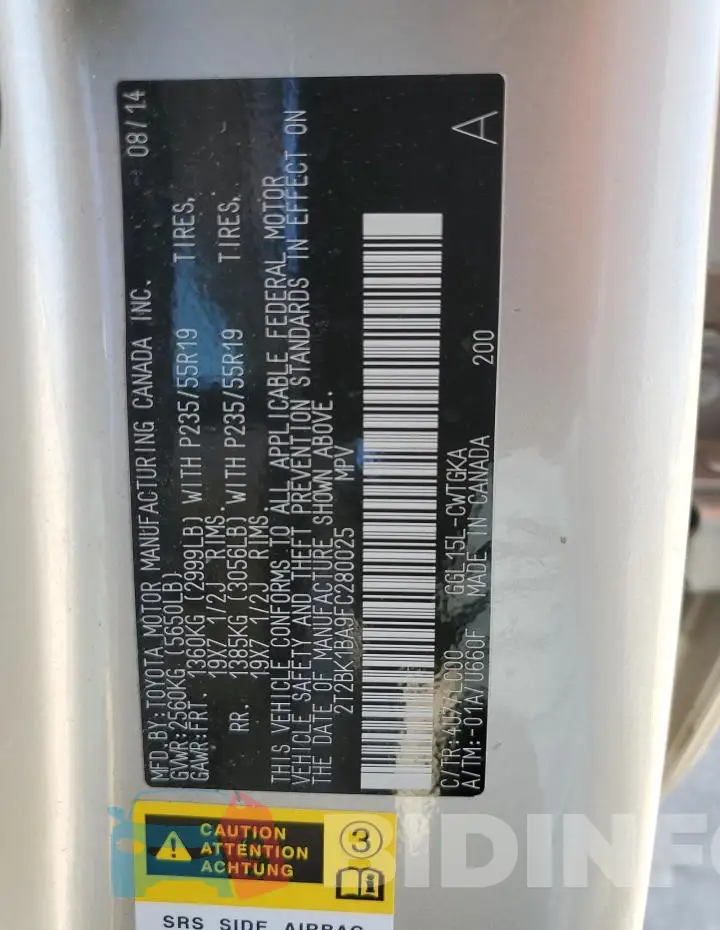 2T2BK1BA9FC280025 Photo# 12