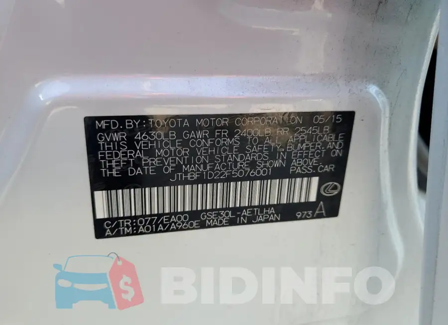JTHBF1D22F5076001 Photo# 13