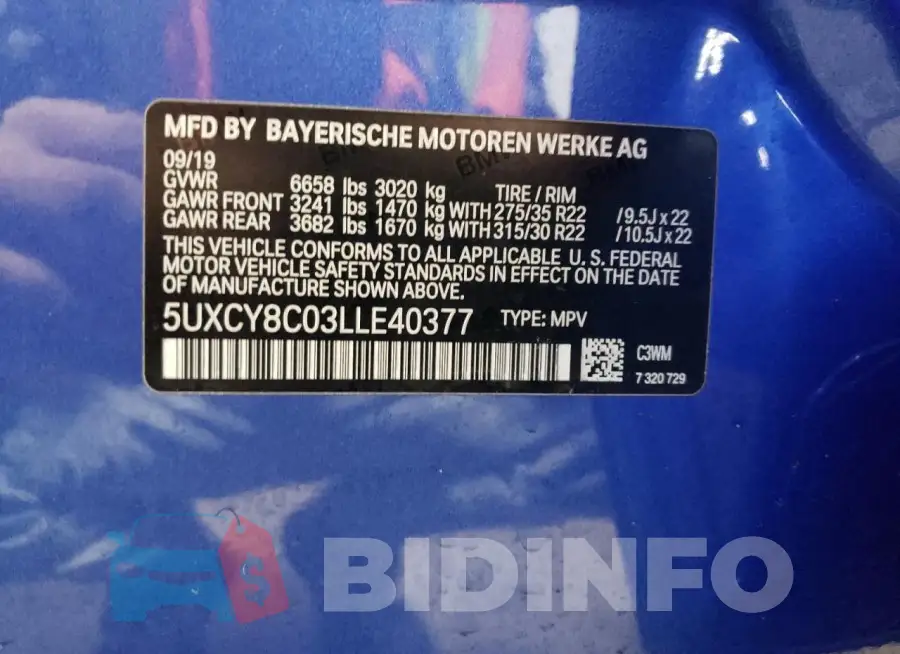 5UXCY8C03LLE40377 Photo# 13