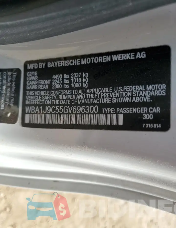 WBA1J9C55GV696300 Photo# 12