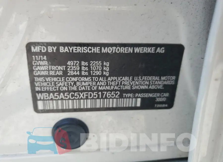 WBA5A5C5XFD517652 Photo# 13