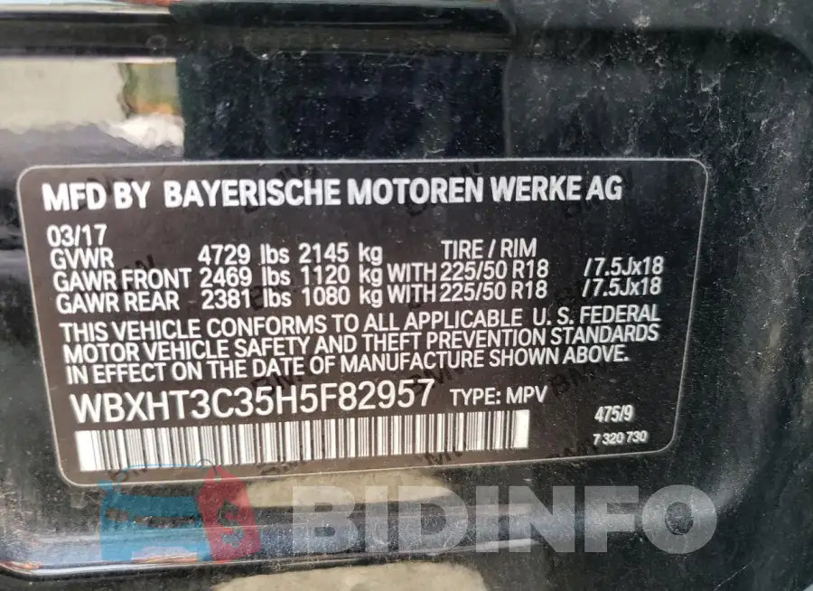 WBXHT3C35H5F82957 Photo# 13