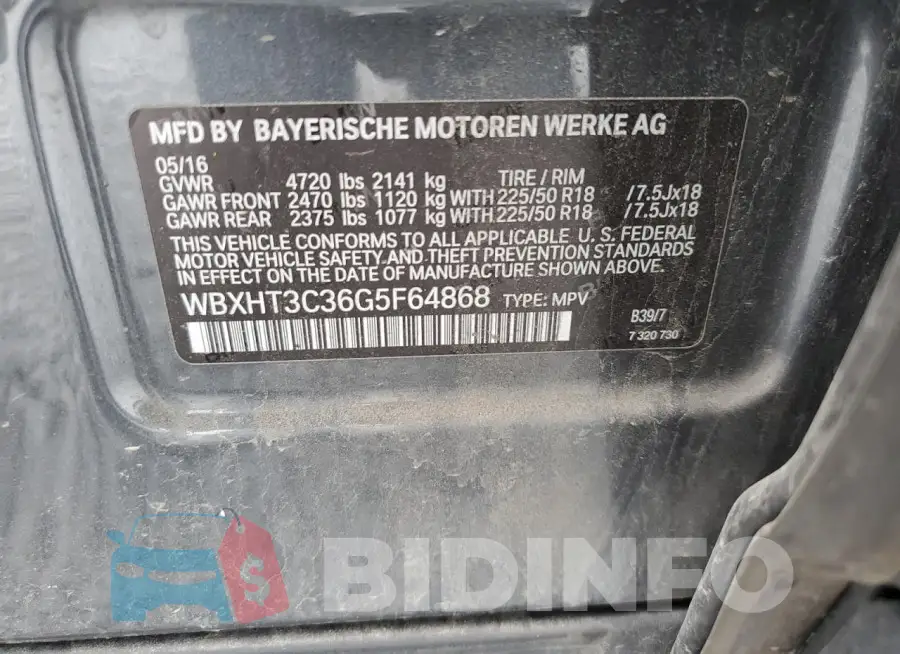 WBXHT3C36G5F64868 Photo# 13