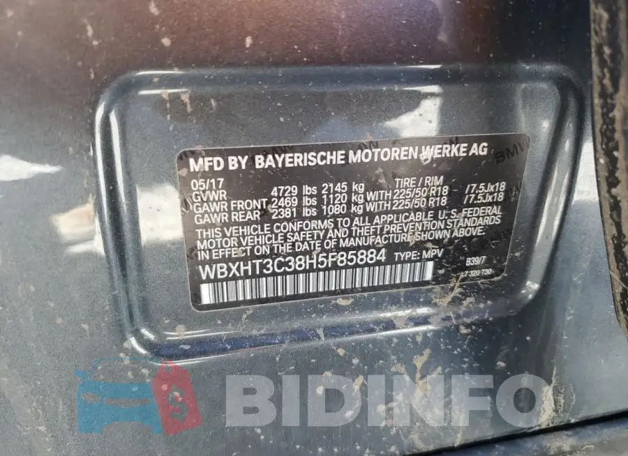 WBXHT3C38H5F85884 Photo# 12