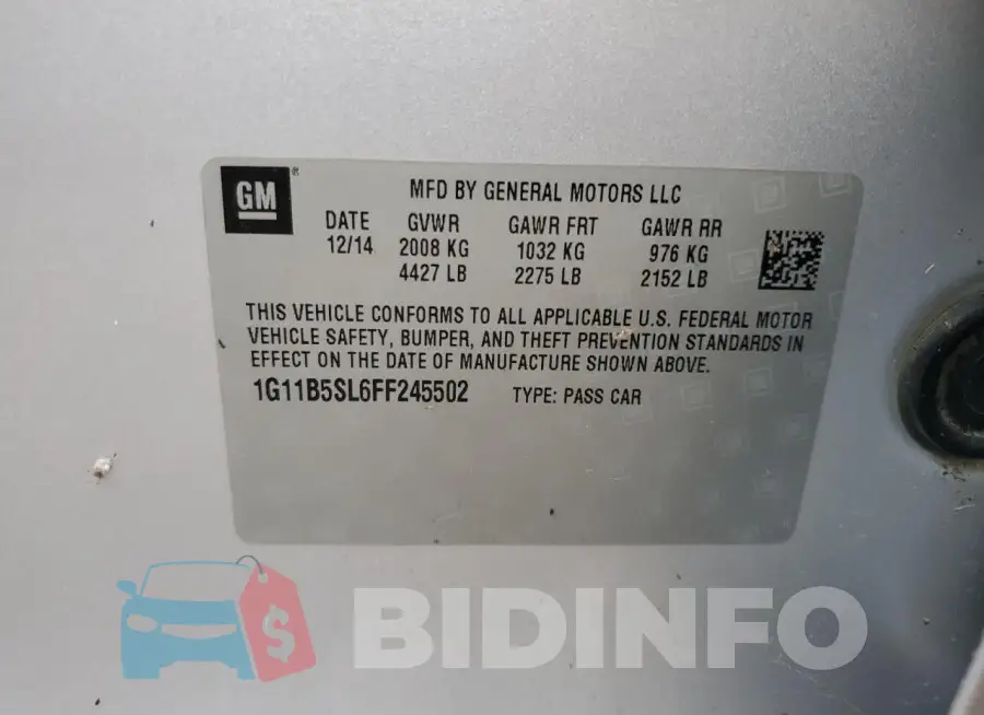1G11B5SL6FF245502 Photo# 12