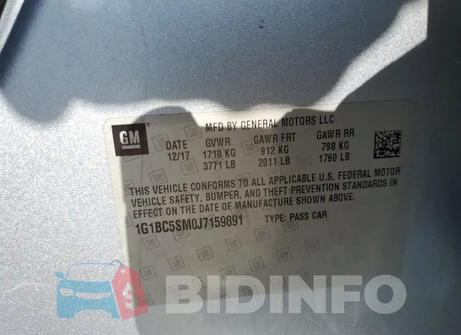1G1BC5SM0J7159891 Photo# 12