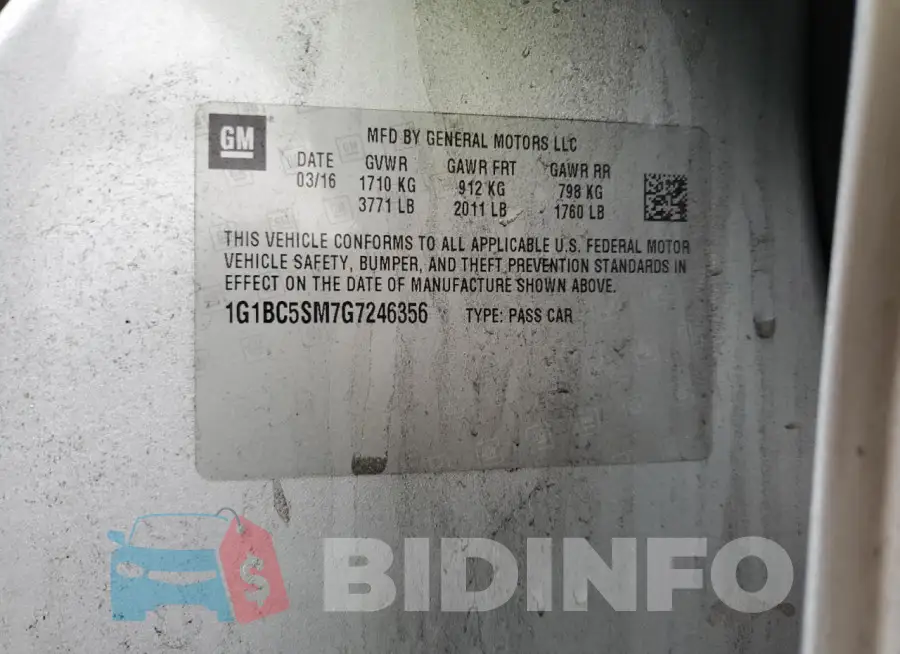 1G1BC5SM7G7246356 Photo# 12