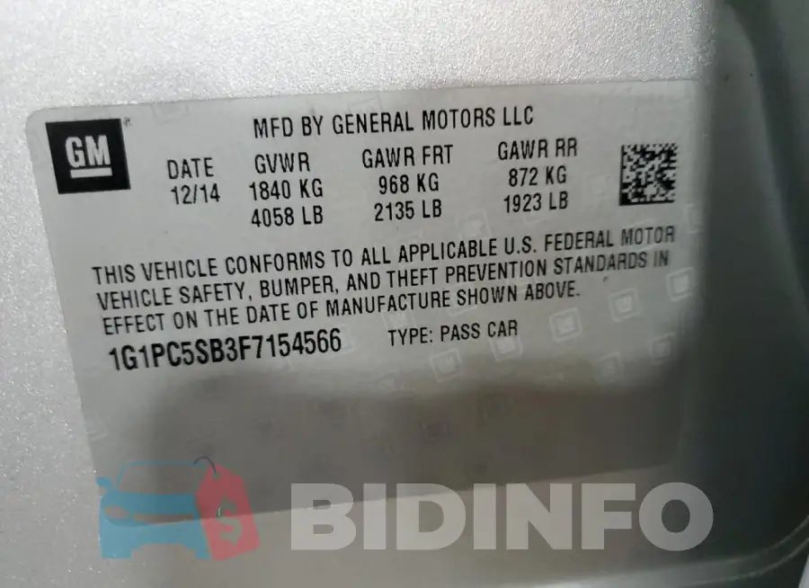 1G1PC5SB3F7154566 Photo# 12