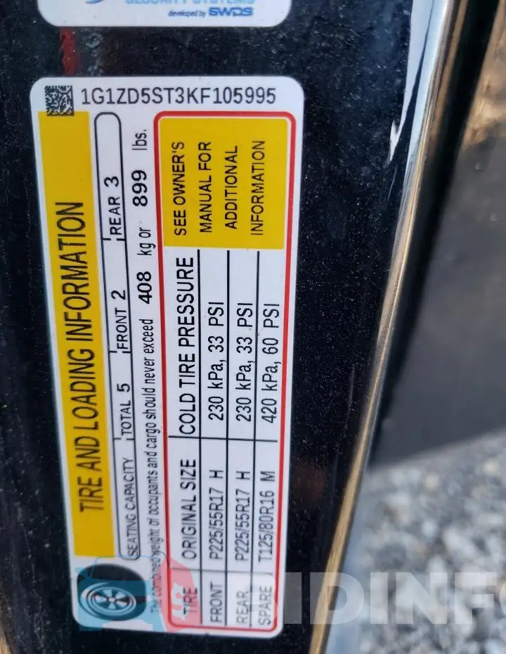 1G1ZD5ST3KF105995 Photo# 12