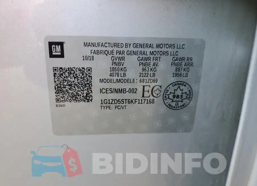 1G1ZD5ST6KF117168 Photo# 13