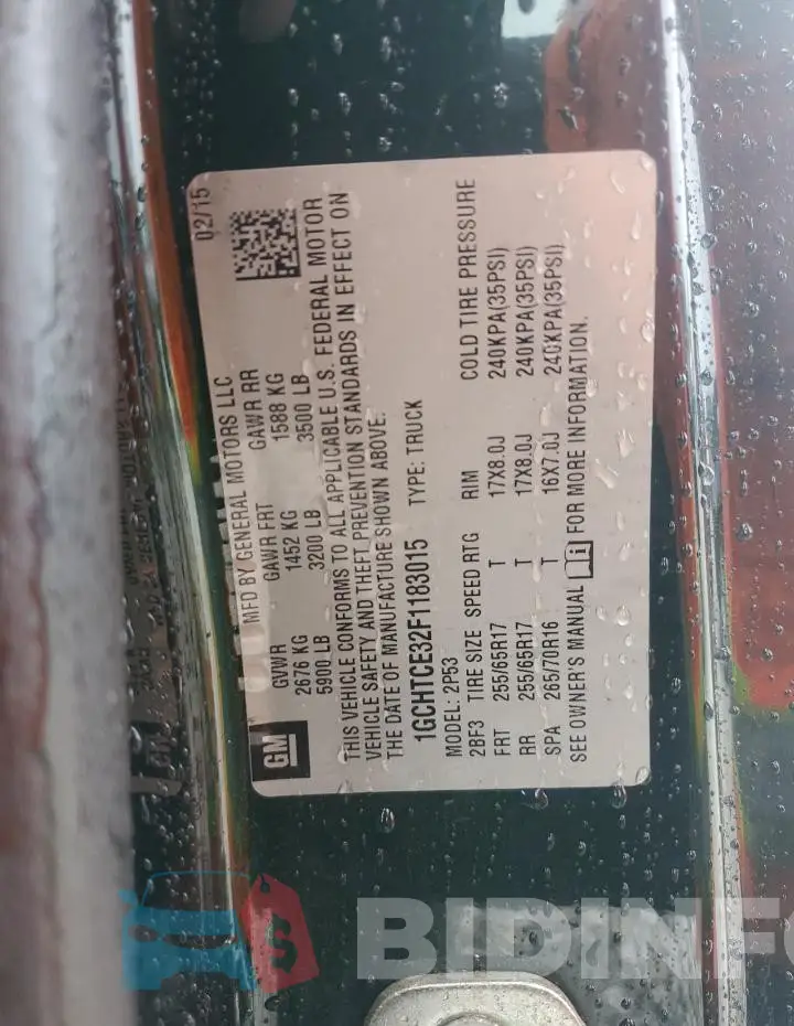 1GCHTCE32F1183015 Photo# 12