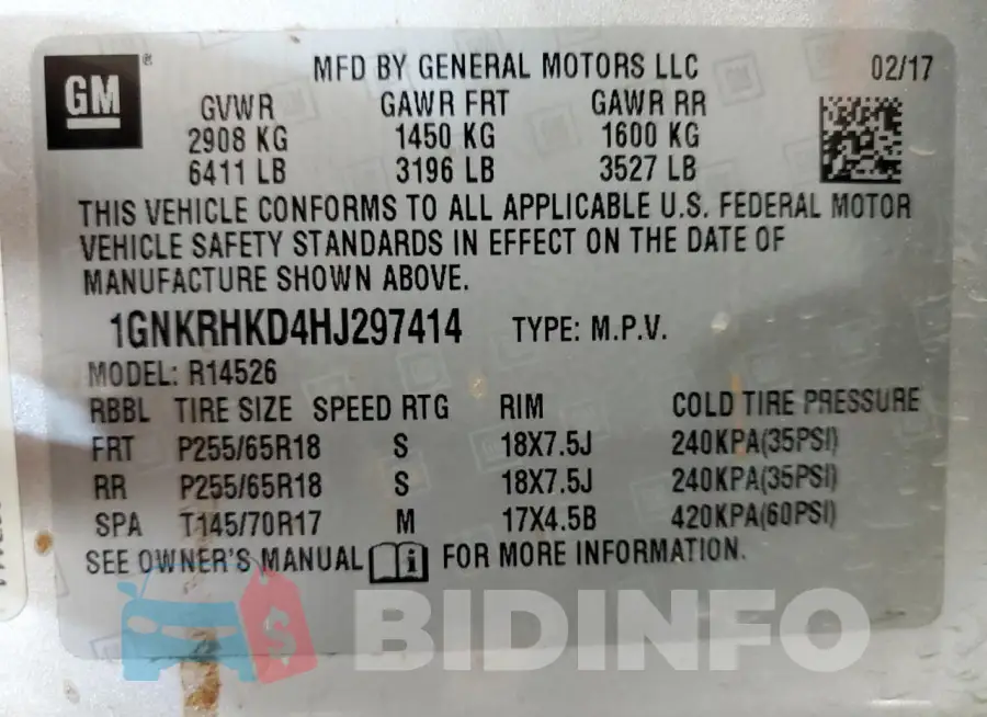 1GNKRHKD4HJ297414 Photo# 13