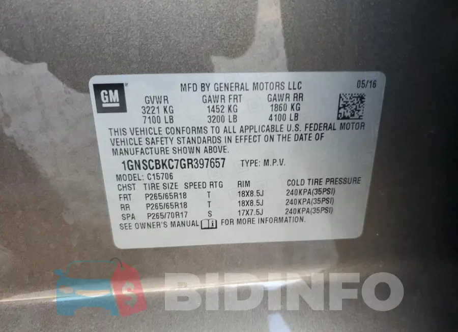 1GNSCBKC7GR397657 Photo# 13