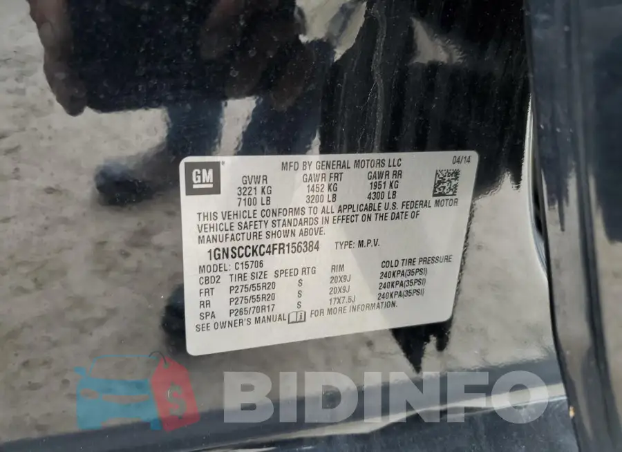 1GNSCCKC4FR156384 Photo# 14