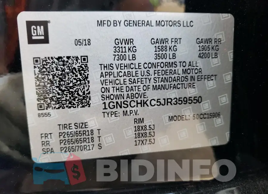 1GNSCHKC5JR359550 Photo# 13