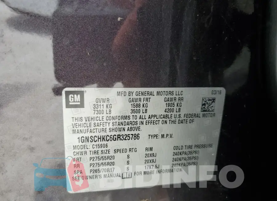 1GNSCHKC6GR325786 Photo# 13