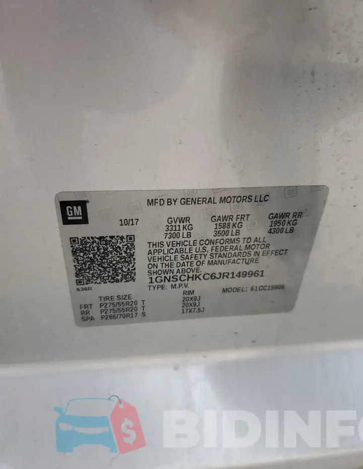 1GNSCHKC6JR149961 Photo# 14