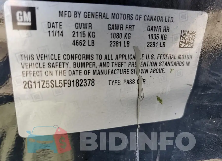 2G11Z5SL5F9182378 Photo# 12