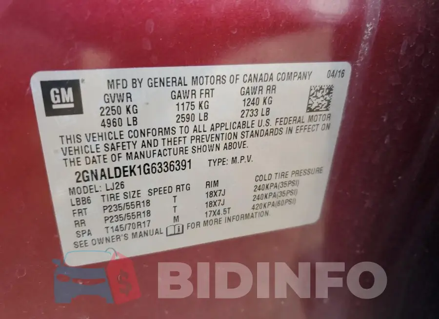 2GNALDEK1G6336391 Photo# 13
