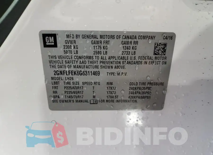 2GNFLFEK6G6311469 Photo# 12