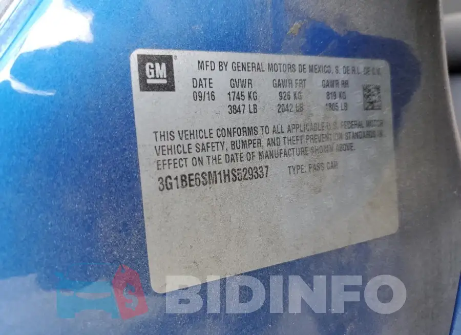 3G1BE6SM1HS529337 Photo# 13