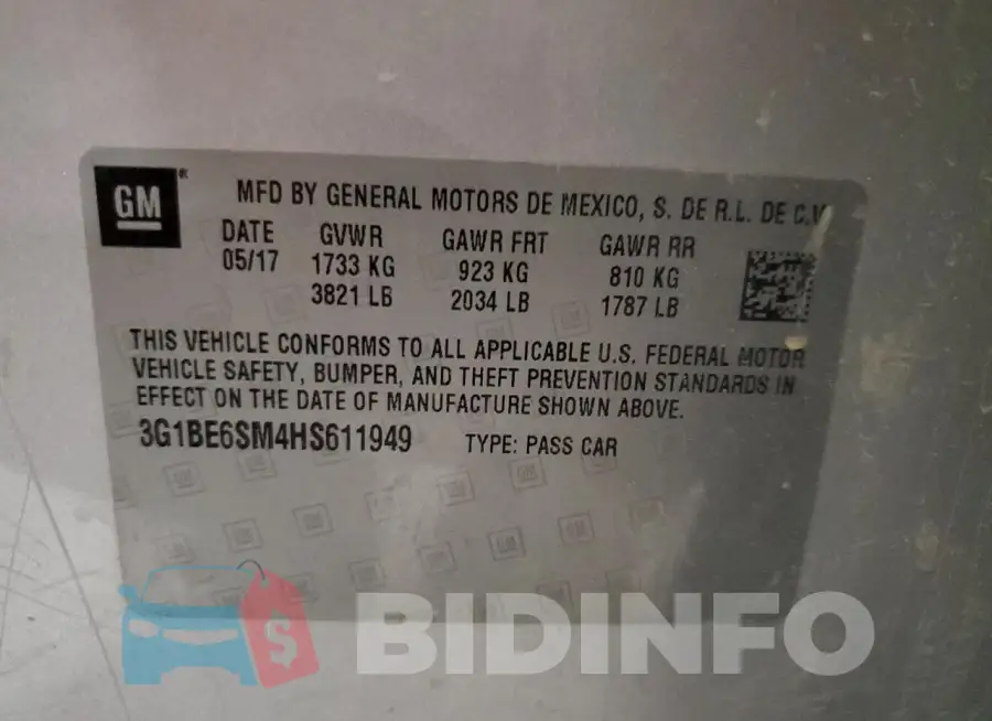 3G1BE6SM4HS611949 Photo# 12