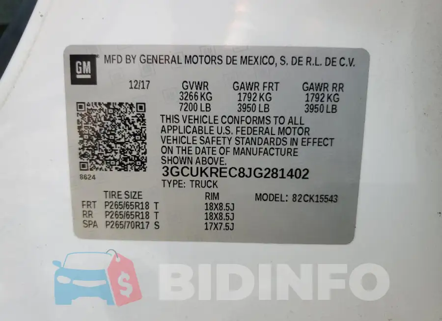3GCUKREC8JG281402 Photo# 12