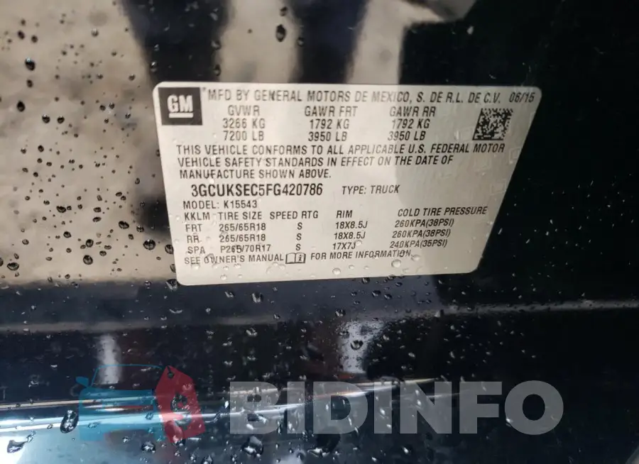 3GCUKSEC5FG420786 Photo# 13