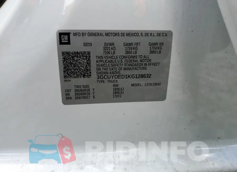 3GCUYDED1KG128632 Photo# 12