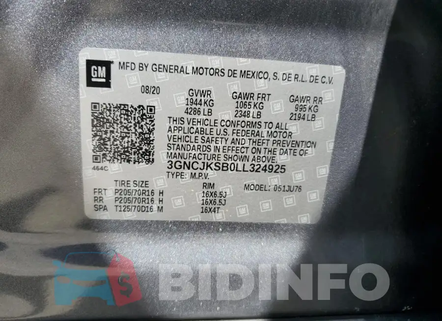 3GNCJKSB0LL324925 Photo# 12