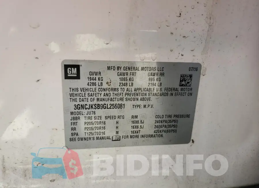 3GNCJKSB9GL256081 Photo# 13