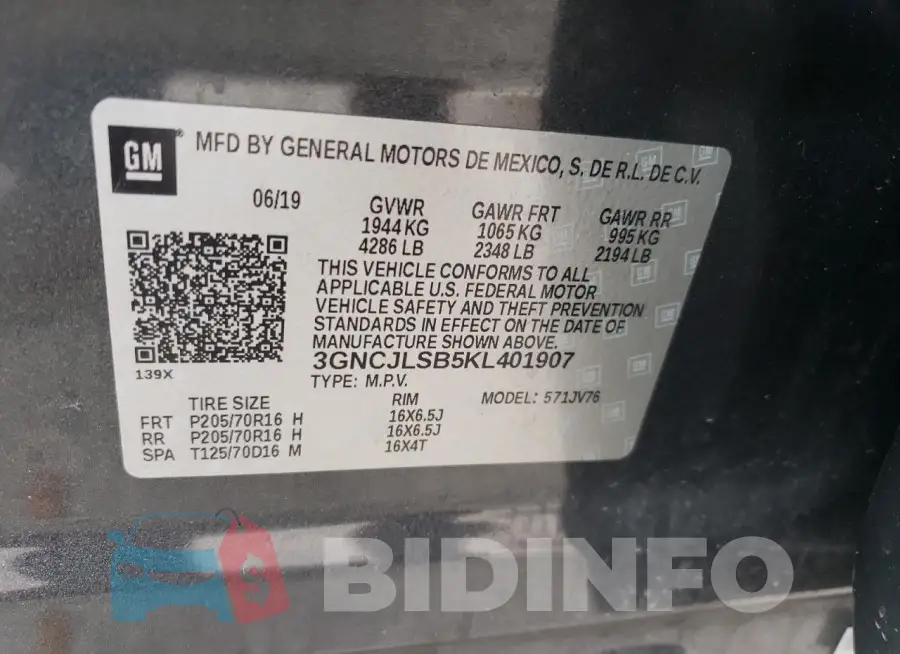 3GNCJLSB5KL401907 Photo# 13