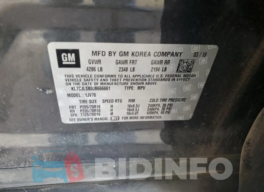 KL7CJLSB0JB666661 Photo# 12
