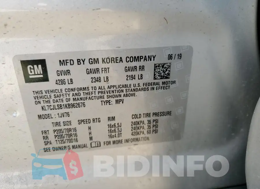 KL7CJLSB1KB962676 Photo# 12