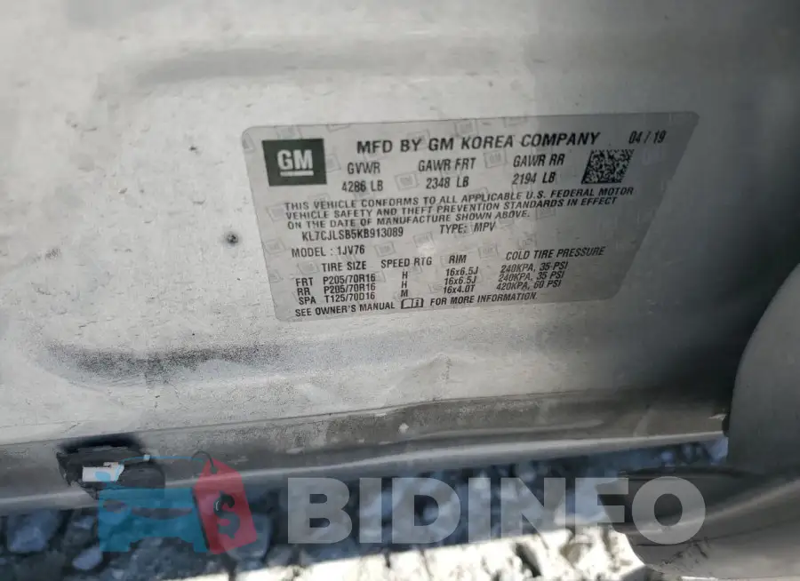 KL7CJLSB5KB913089 Photo# 13