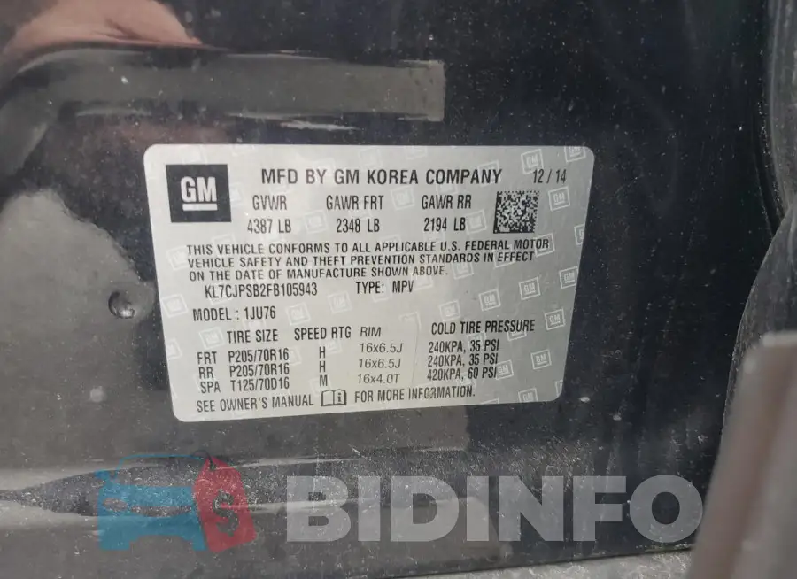 KL7CJPSB2FB105943 Photo# 12