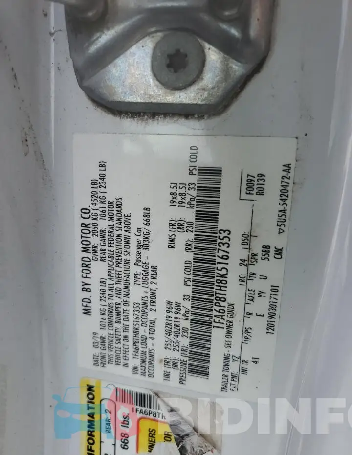 1FA6P8TH8K5167353 Photo# 12