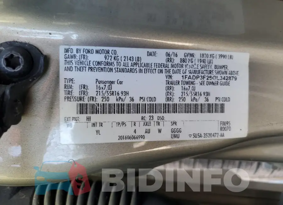 1FADP3F26GL342879 Photo# 13