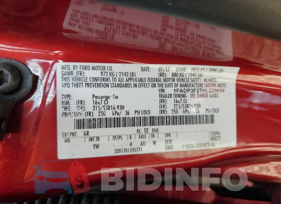 1FADP3F27HL229699 Photo# 12