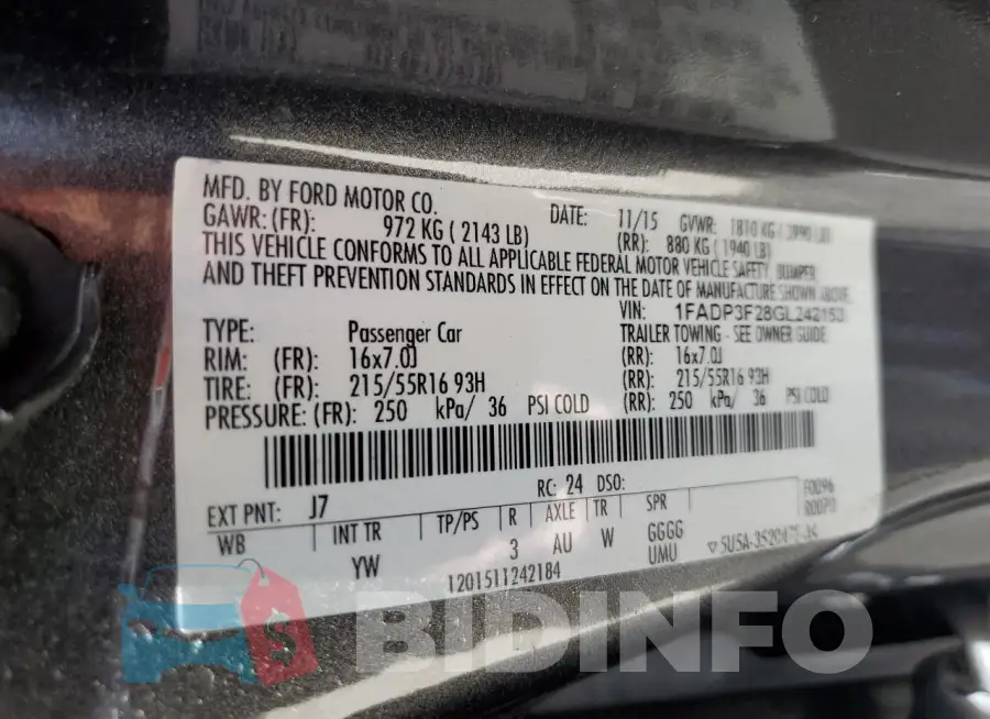 1FADP3F28GL242153 Photo# 12