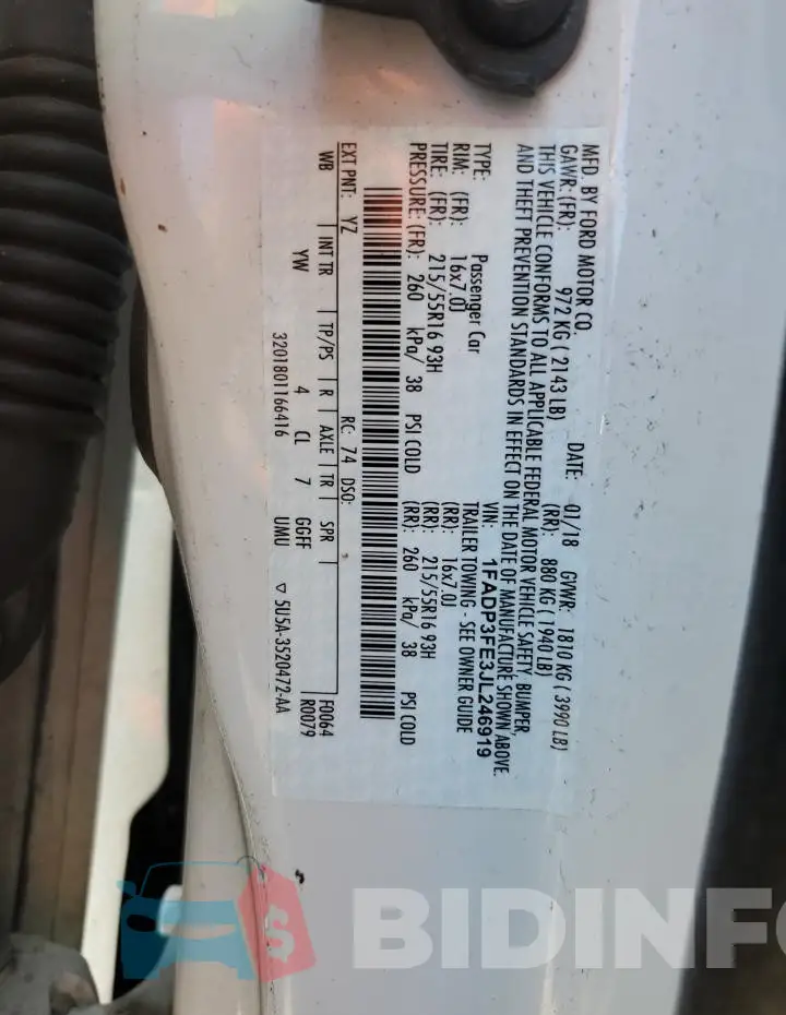 1FADP3FE3JL246919 Photo# 12