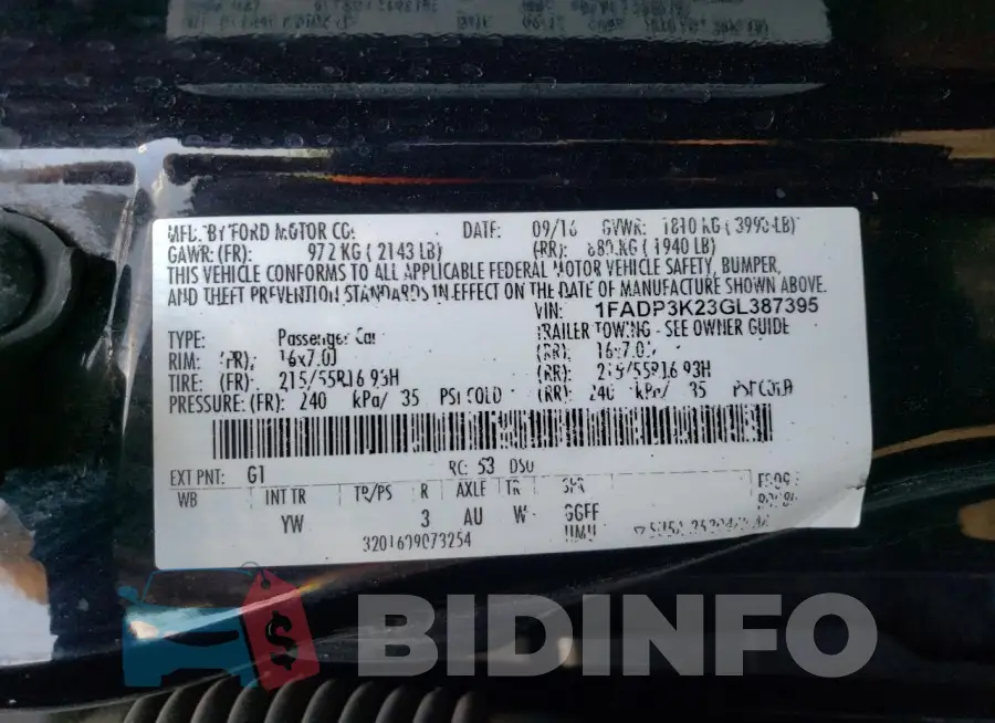 1FADP3K23GL387395 Photo# 12