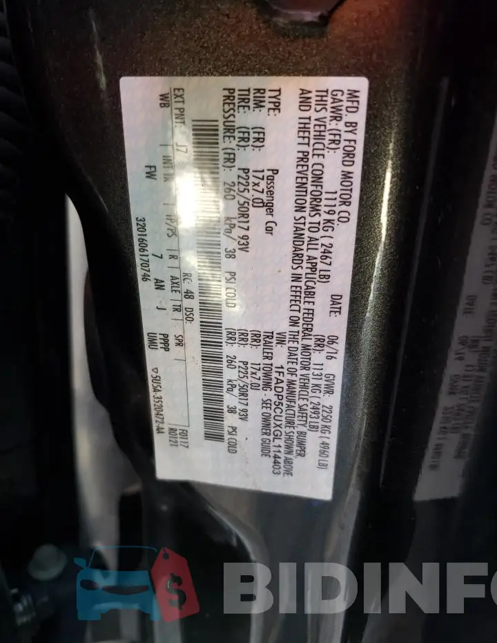 1FADP5CUXGL114403 Photo# 12