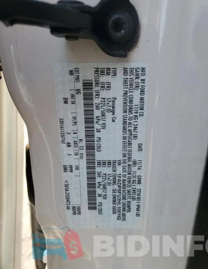 1FADP5FU3HL100162 Photo# 13