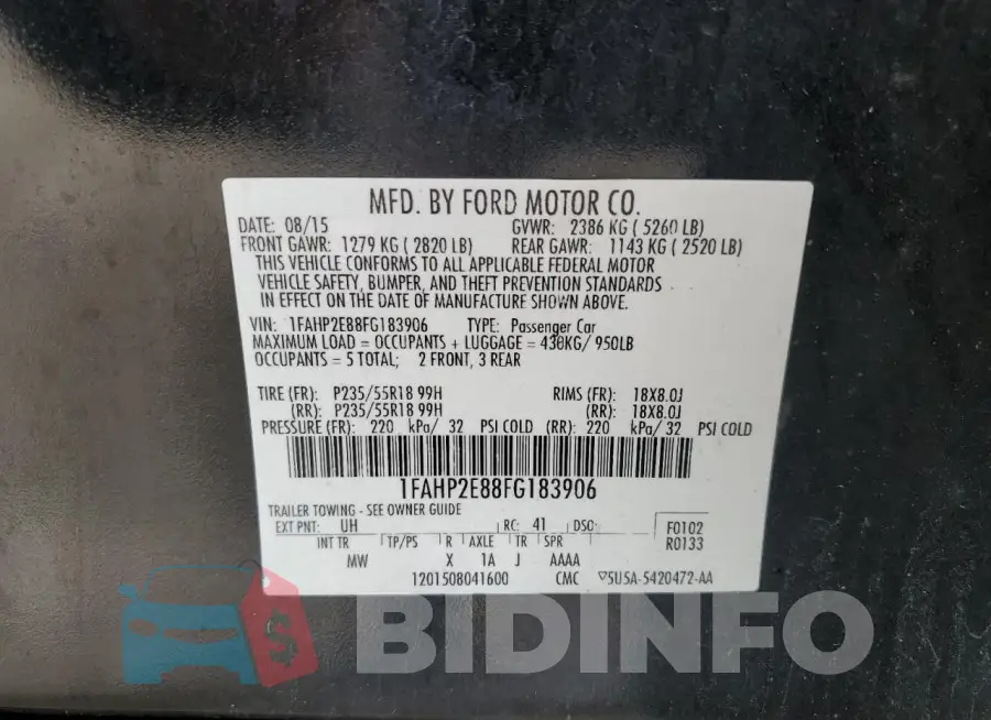 1FAHP2E88FG183906 Photo# 12